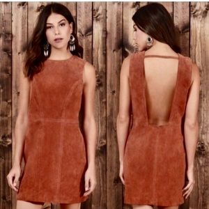 NWT 100% Suede Leather Mini Dress Tobi Open Back Fully Lined